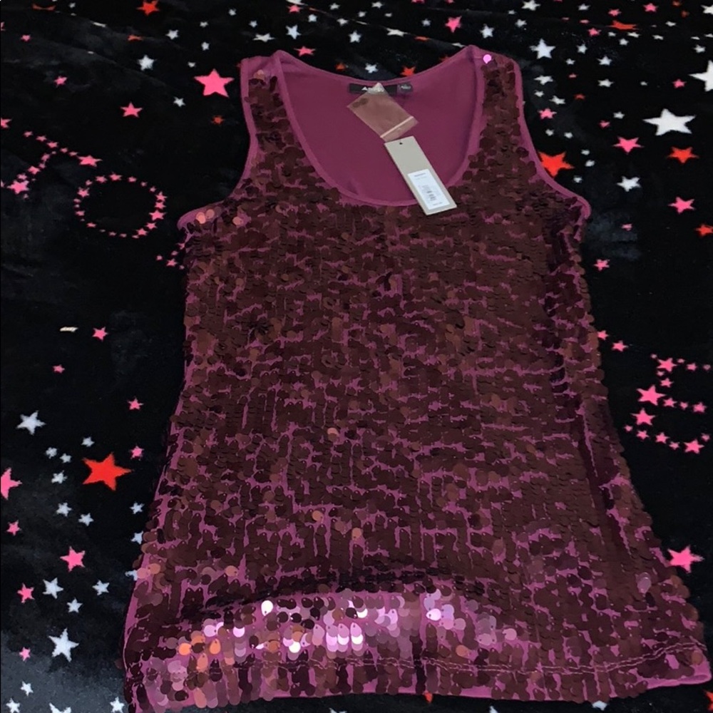 Burgundy sequin tank top